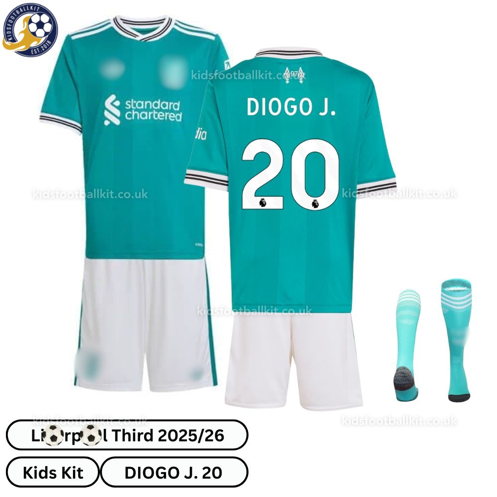Lvr^_^pooI Third Kids Football Kit 2025/26 – DIOGO J. 20 (With socks)